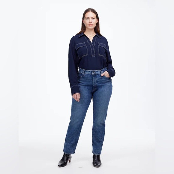 Madewell Contrast-Stitch Popover Shirt XS - Picture 4 of 5